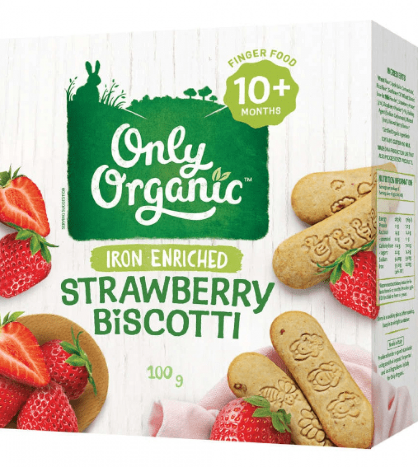 Only Organic 草莓磨牙饼干100g（适合10个月婴儿）