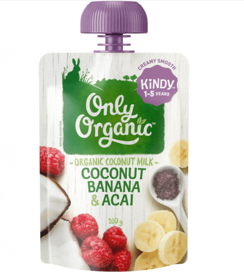 Only Organic  婴儿有机果泥 100g（适合1-5岁）（含椰子香蕉巴西莓）