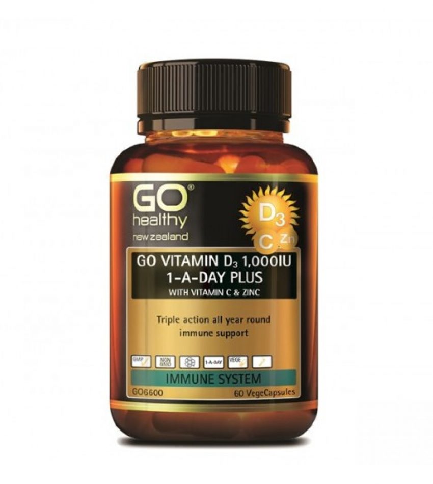Go Healthy VITAMIN D3 1000IU +VC&zinc 60c 高之源VD3+VC+锌 60粒