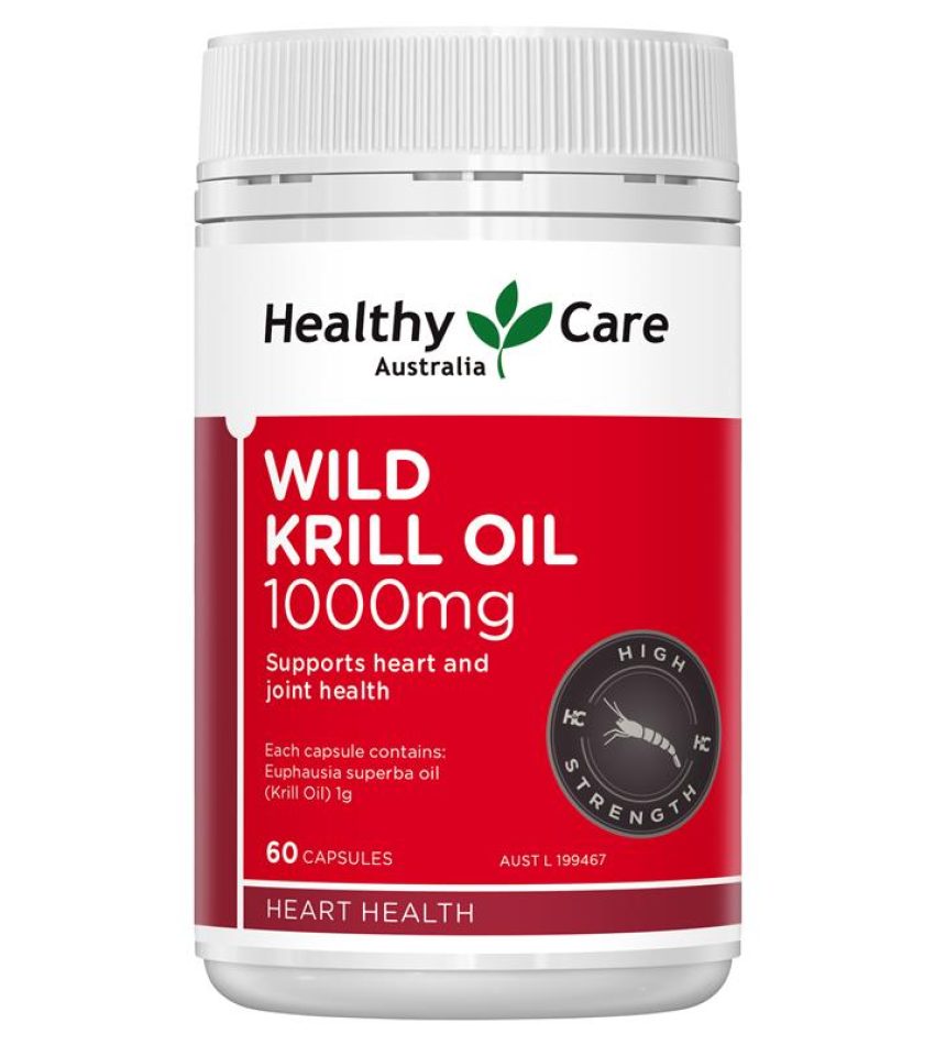 Healthy Care Wild Krill Oil 1000mg 60c 磷虾油胶囊含OMEGA3虾青素